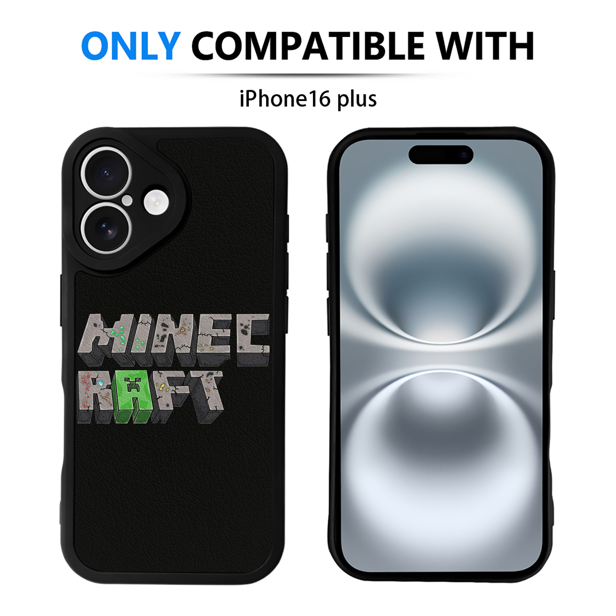 （画像用） マインクラフト ブロックの世界 Minecraft MC Block world 【iPhone 16シリーズ対応】シリコンスマホケース（レザー調） 材質：シリコン